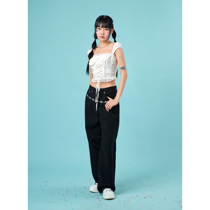 Basic Wide-Leg Pants IJ430 Black S