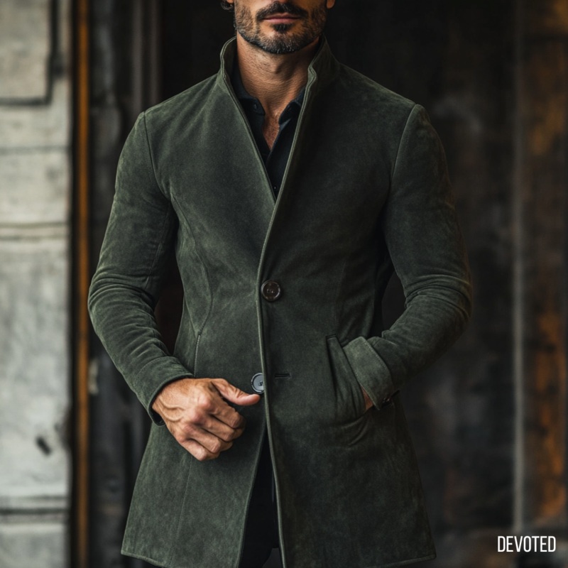 Emperor Long Coat XS Green Suede