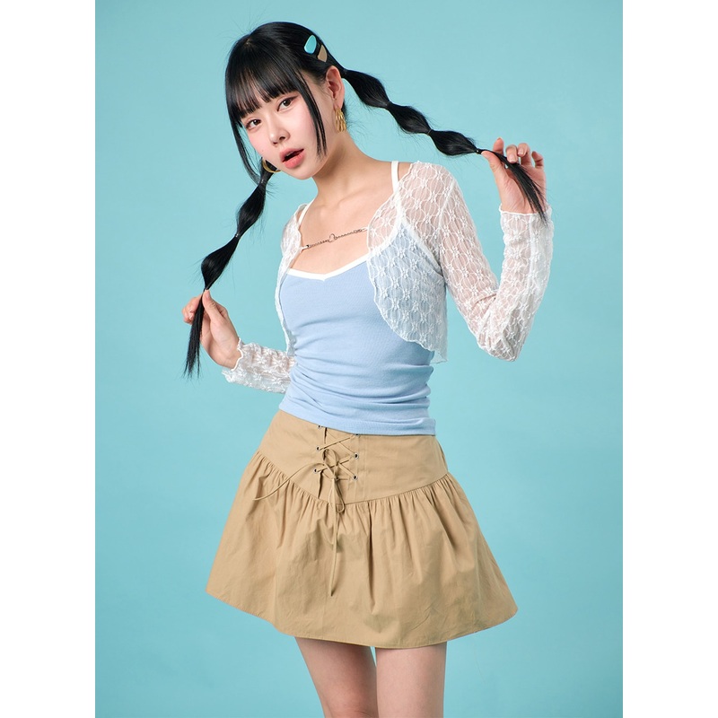 Floral Chained Cardigan IJ430 White S/M