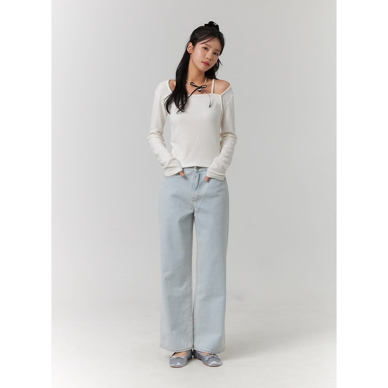 Light Washed Straight Leg Jeans OJ422 Light blue S