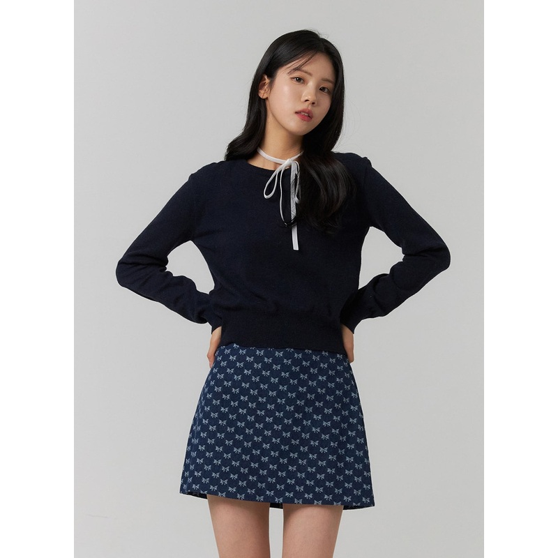 Round Neck Knit Top OJ422 Dark blue S/M