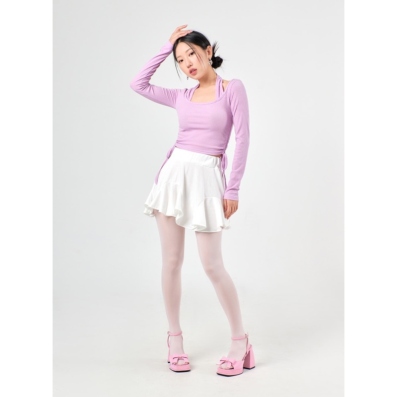 Ruffle Mini Skirt IJ430 White S/M