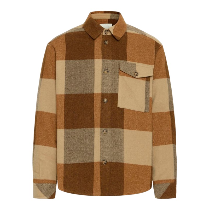 !SOLID Check Overshirt Cathay Spice Brown Medium