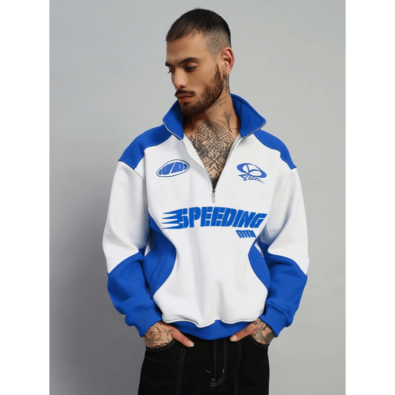 SPEEDING FLEECE COLORBLOCK JACKET ROYAL BLUE XS