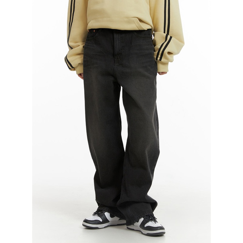 Wide Washed Straight Denim CJ429 Black S