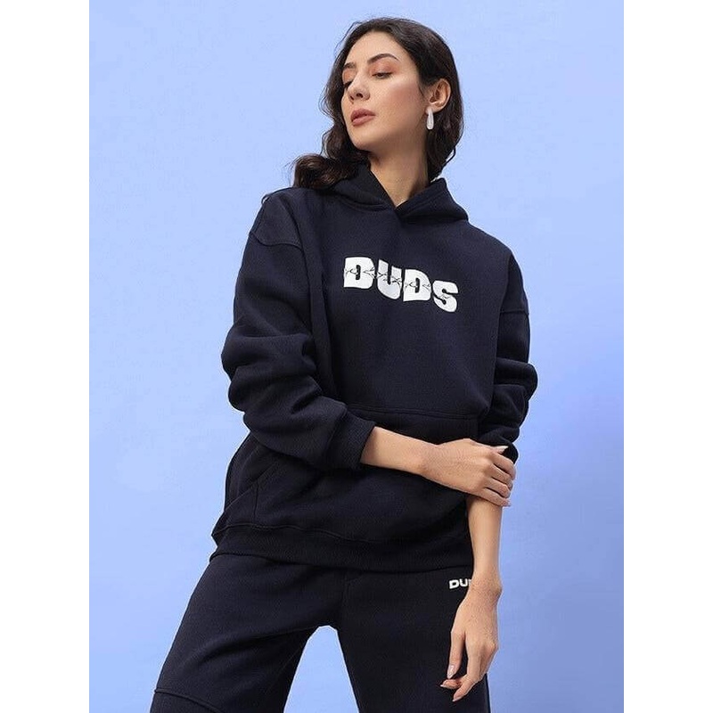 WOMEN FIGHT NIGHT FLEECE HOODIE NAVY BLUE XS