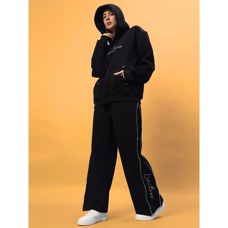 WOMEN LIMITLESS FLEECE REFLECTOR CO-ORD BLACK S