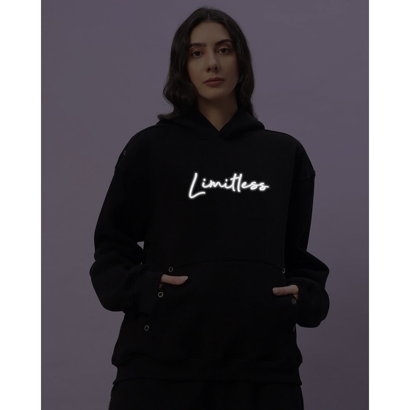 WOMEN LIMITLESS FLEECE REFLECTOR HOODIE BLACK XS