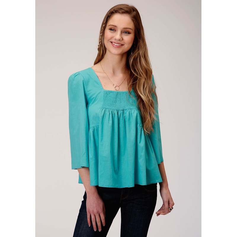 Womens Long Sleeve Cotton Slub  Blouse XS