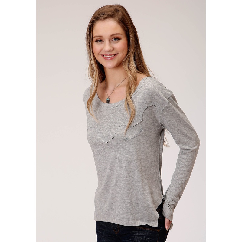 Womens Long Sleeve Knit Poly Rayon Jersey Knit Top XS