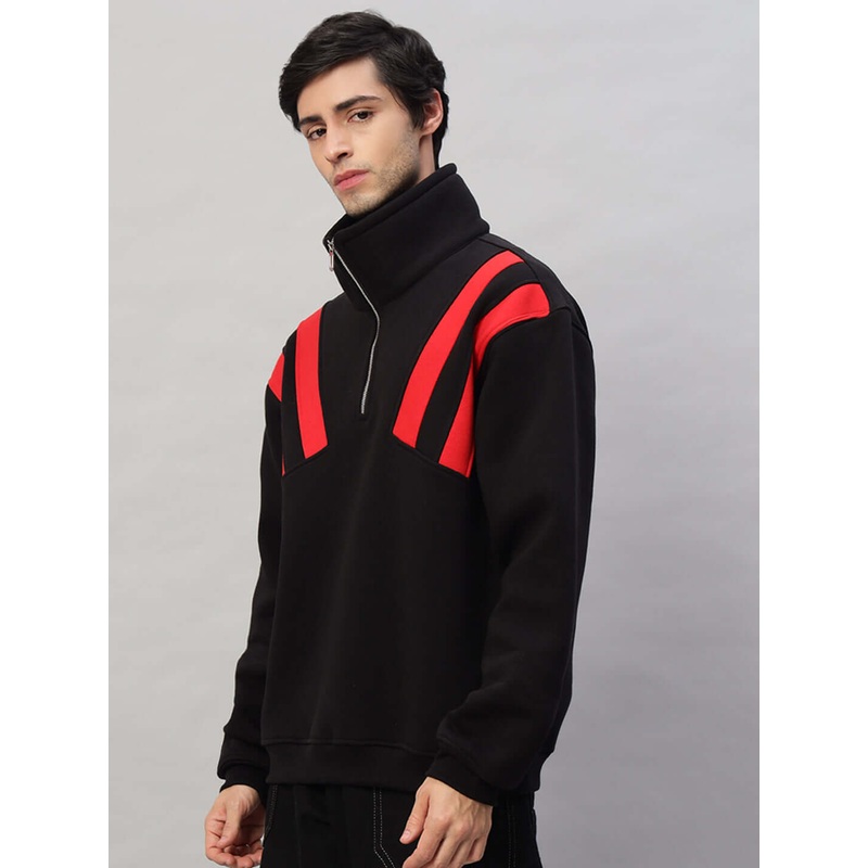 CROSSBAR FLEECE COLORBLOCK JACKET BLACK RED XS