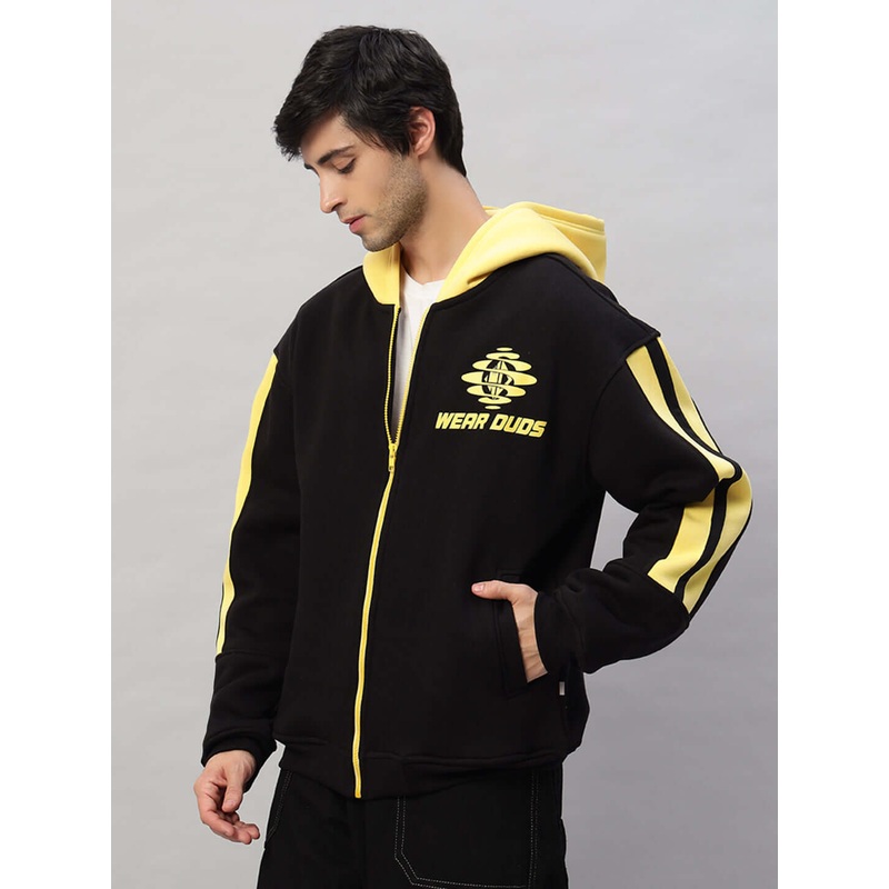CRUISER FLEECE COLORBLOCK HOODIE BLACK YELLOW XS