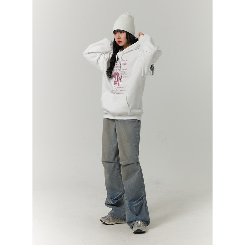 Pintuck Washed Denim Wide-Leg Jeans CJ418 Blue S