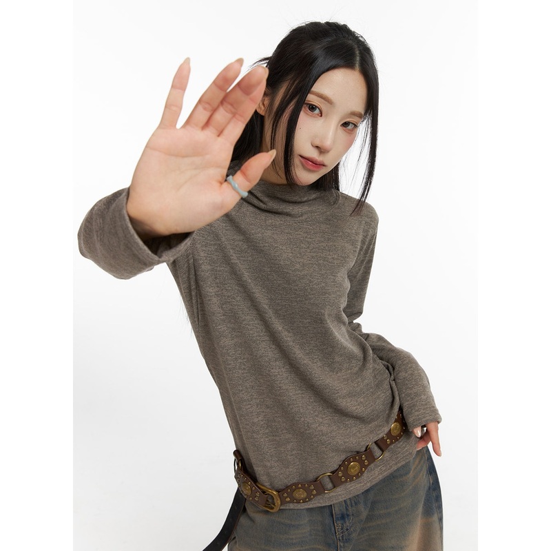 Slim Fit Hooded Top CJ418 Dark brown S/M