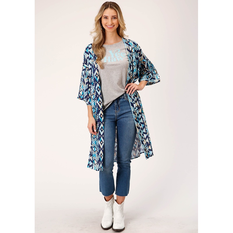 Womens  Modern Aztec Print Short Sleeve  Cardigan XS