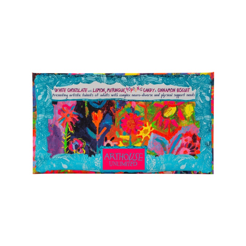 Arthouse Unlimited Sunflowers In The Hill, White Chocolate Bar Lemon Meringue Popping Candy Cinnamon Biscuit Crunch 85g