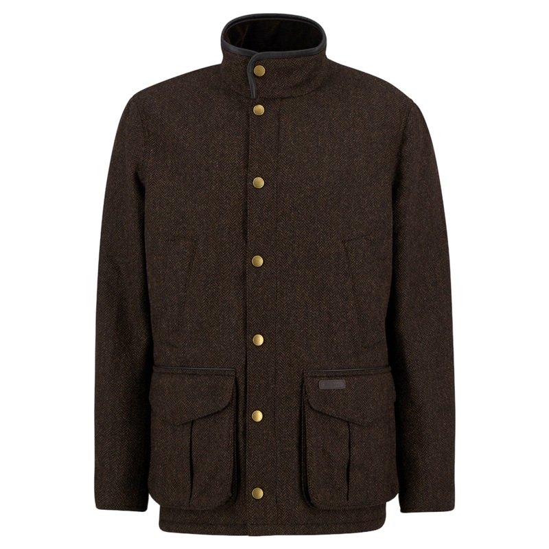 Barbour Hereford Tweed Wool Jacket Rustic Brown Medium