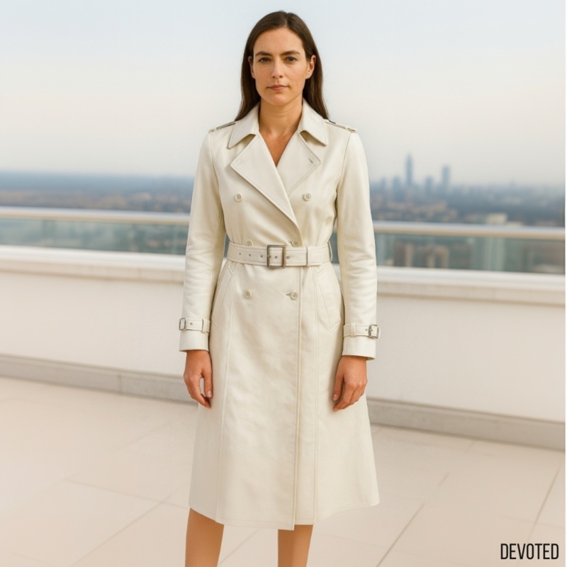 Elizabeth Long Coat XXS White Leather