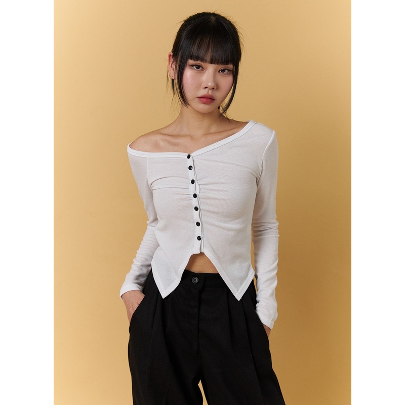 Off-Shoulder Crop Top CJ404 White S/M
