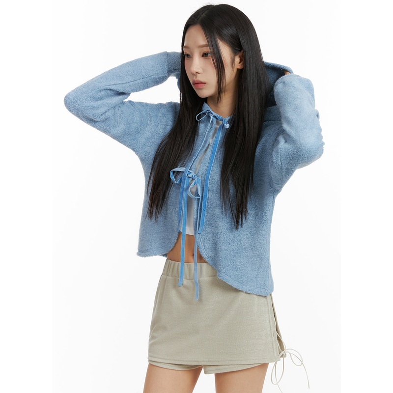 Ribbon Terry Cardigan CJ408 Light blue S/M