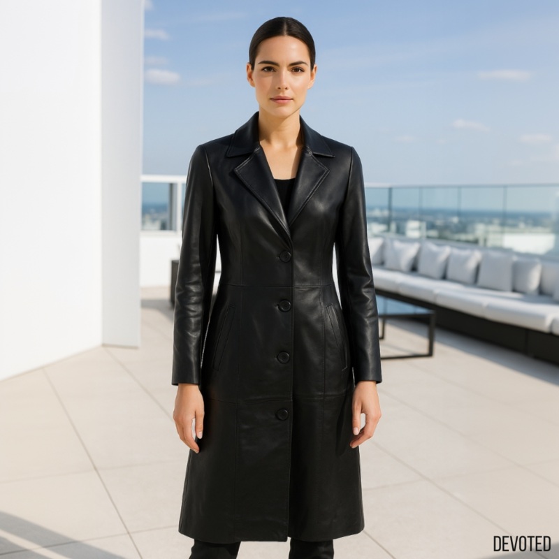 Rose Long Coat XXS Black Leather