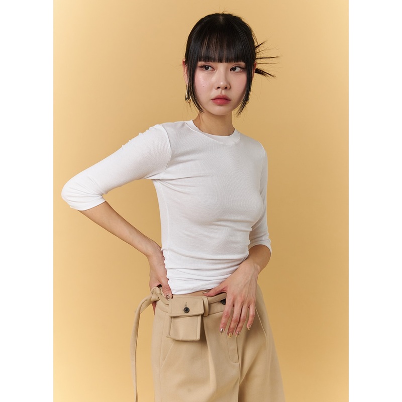 Slim Fit Half Sleeve Top CJ404 White S/M