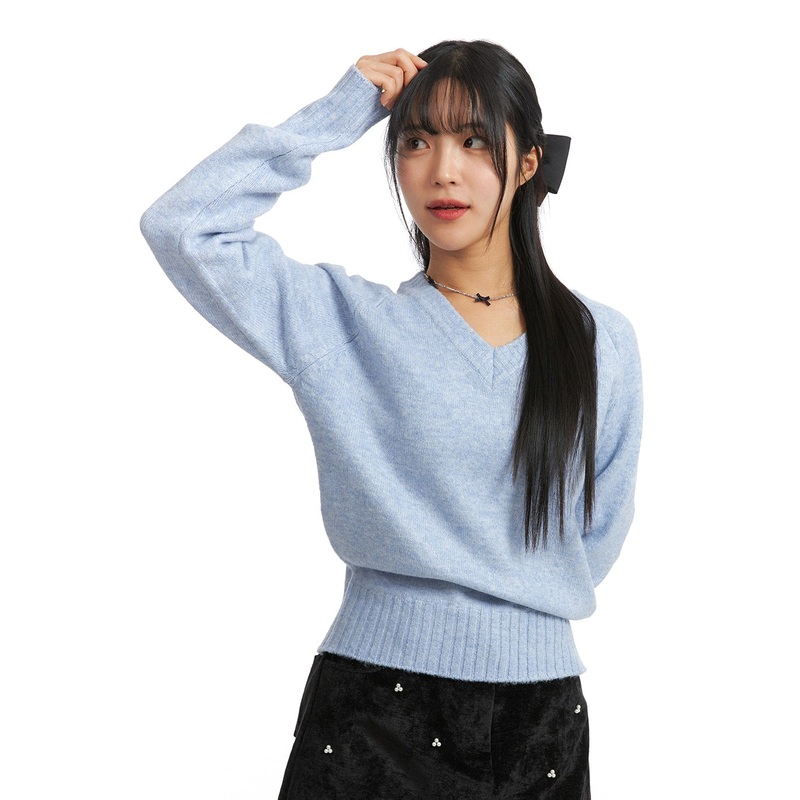 V-Neck Sweater OJ404 Light blue S/M