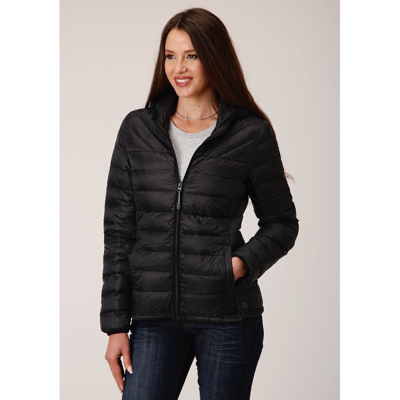 Womens Black Nylon Down Proof Jacket XS