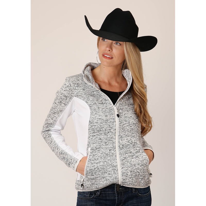 Womens Cream Sweater Knit Fleece Tech Jacket XS