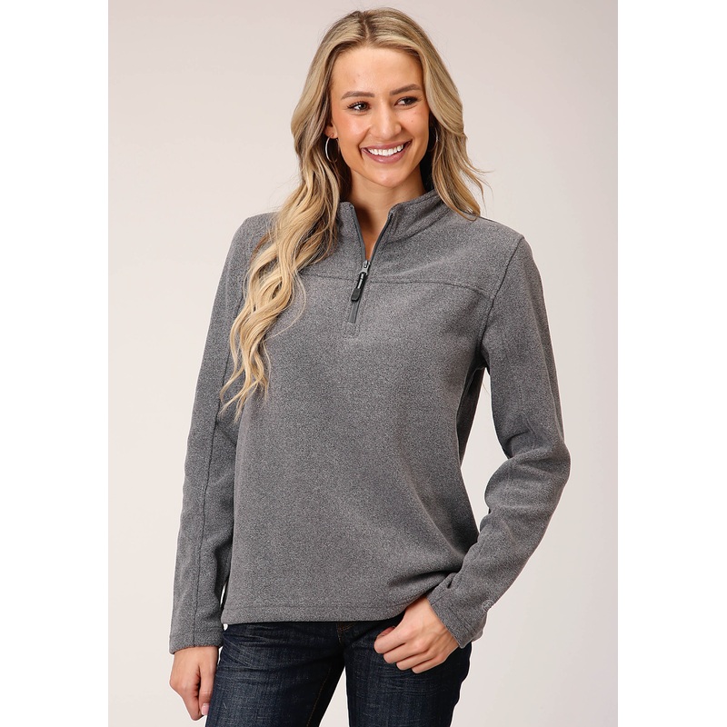 Womens Heathered Charcoal Micro Fleece Pullover XS