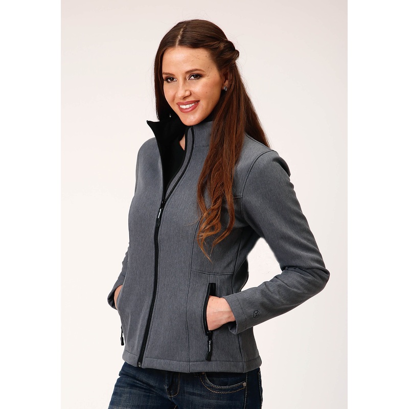 Womens Heathered Grey Softshell Tech Jacket XS