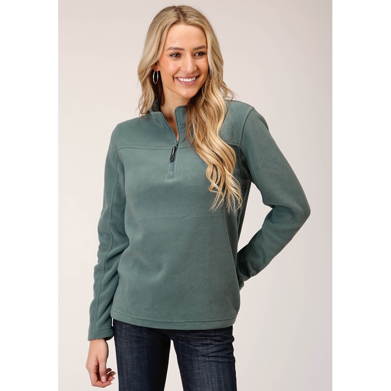 Womens Misty Green Micro Fleece Pullover XS