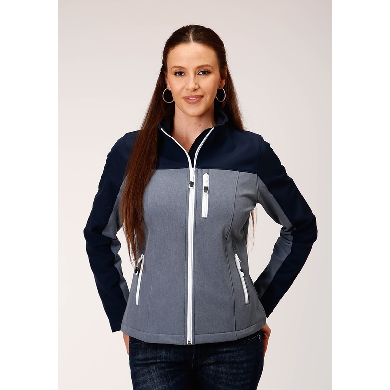 Womens Pieced Navy Softshell Tech Jacket XS