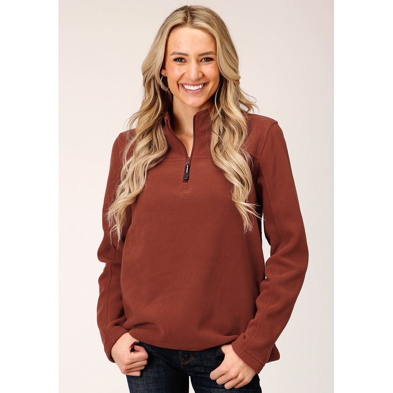 Womens Sienna Rust Micro Fleece Pullover XS
