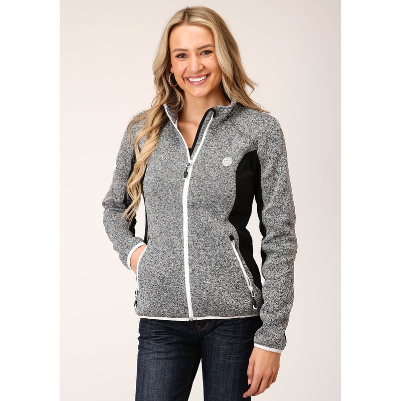 Womens Sweater Knit Jacket Charcoal Black Tech Jacket XS