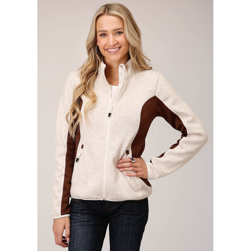 Womens Sweater Knit Jacket Cream Taupe  Tech Jacket XS