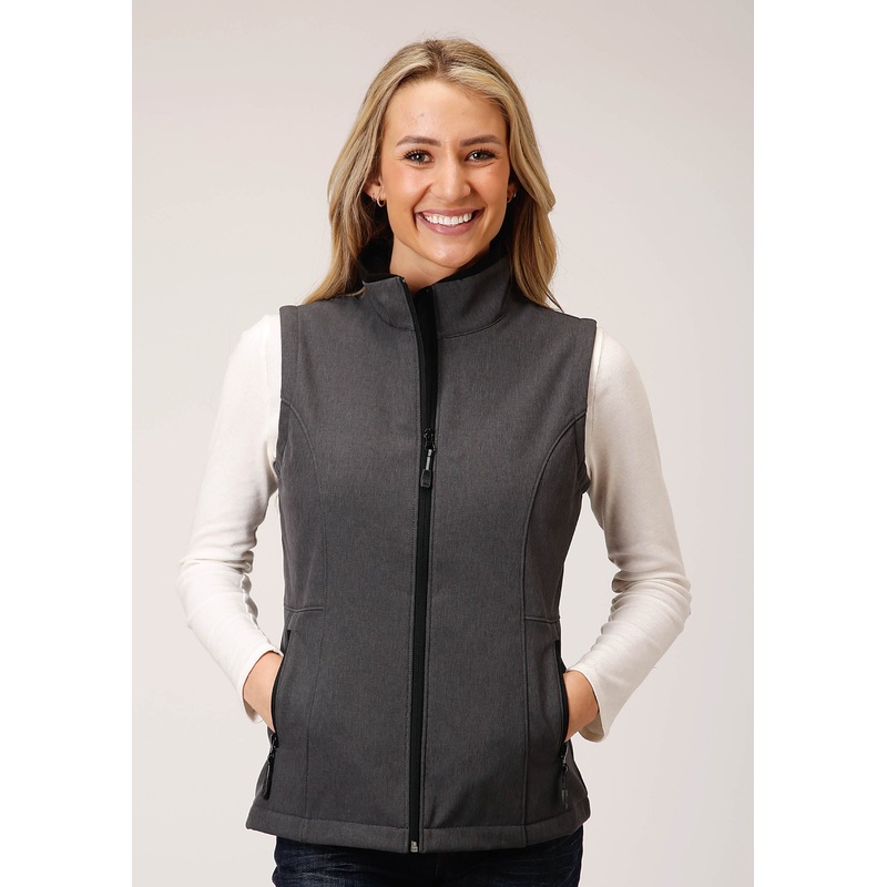 Womens Tech  Heather Grey Softshell Vest XS