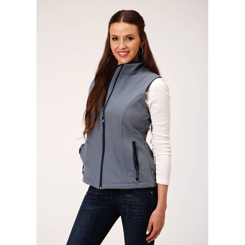Womens Tech  Heathered Blue Softshell Vest XS