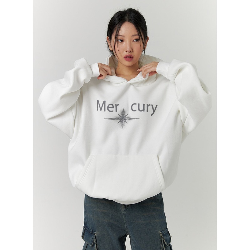 Graphic Lettering Hooded Sweatshirt CD312 White M/L