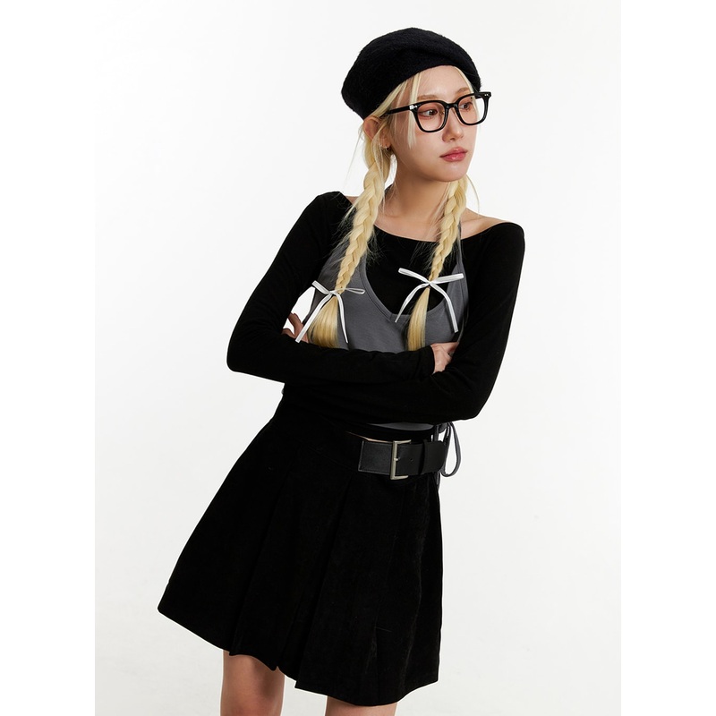 Layered Halter Crop Tee ID315 Black S/M