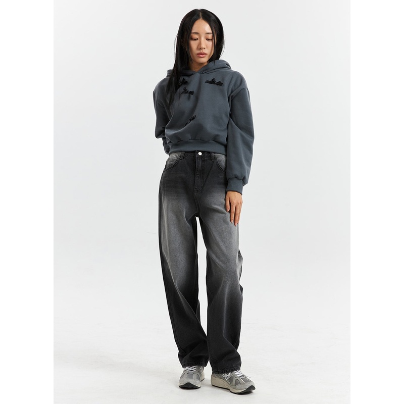 Mid-Rise Long Length Straight Cut Jeans CD320 Black S