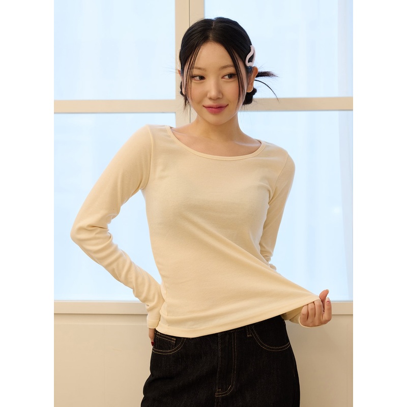 Round Neck Slim Fit Tee OD327 Light yellow S/M