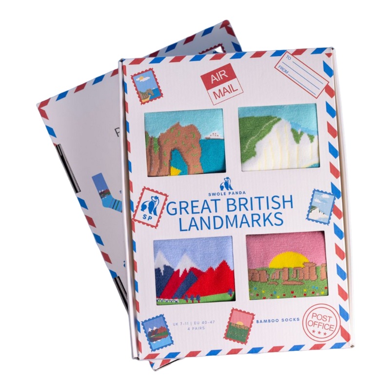 Swole Panda Box Set Of 4 Socks British Landmark 7-11