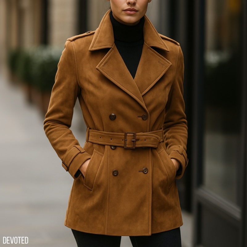 Valentina Long Coat XXS Tan Suede