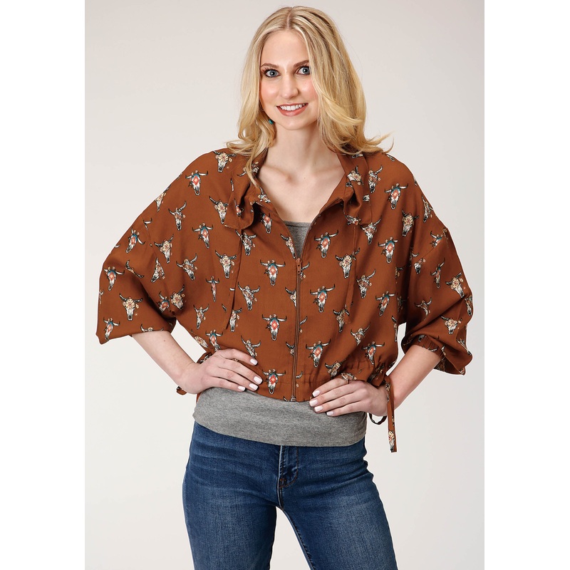 Womens Cowskulls Print Dolman Sleeve Jacket XS