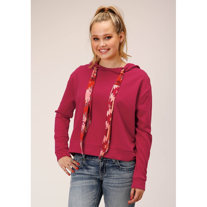 Womens Knit Berry Pink French Terry Sweatshirt XS