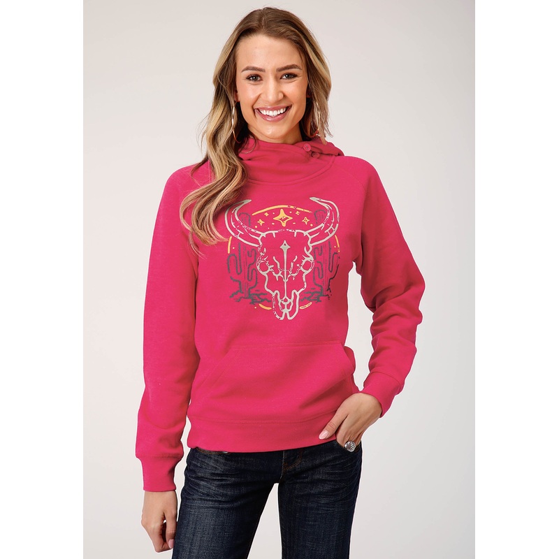 Womens Knit Rose Heathered Asymetrical Hoodie Sweatshirt S
