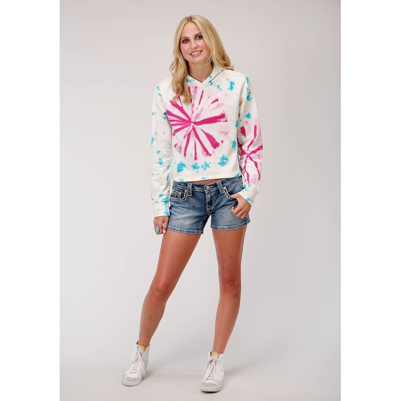 Womens Knit Tie Dye French Terry Sweatshirt Sweatshirt XS