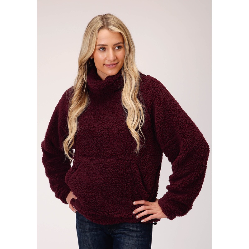 Womens Wine Polar Fleece Pullover XS