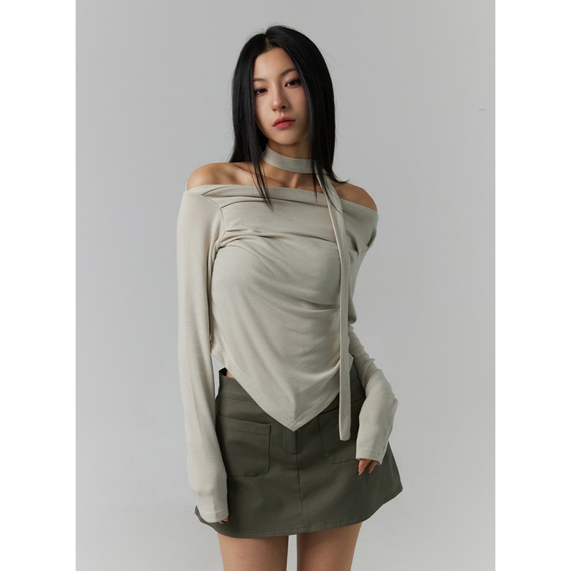 Boho Chic Off-Shoulder Top ID305 Light beige S/M